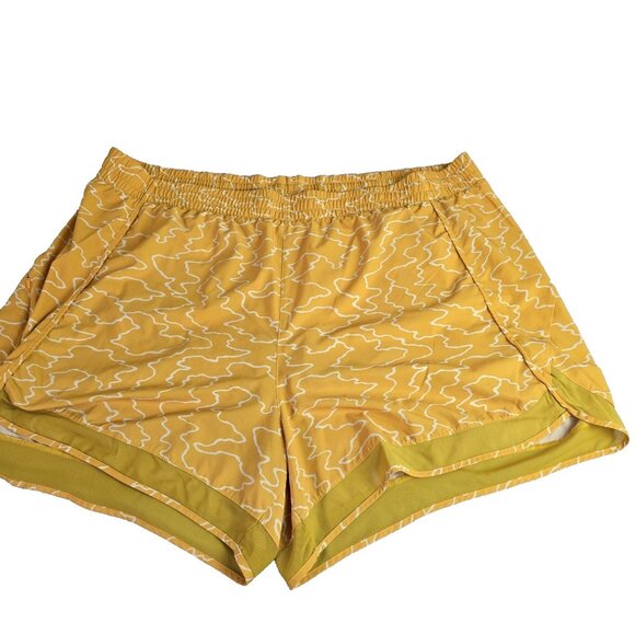 Athleta Pants - Athleta Womens 3X Running Shorts Printed MESH Racer RUN Yellow Athletic Lined